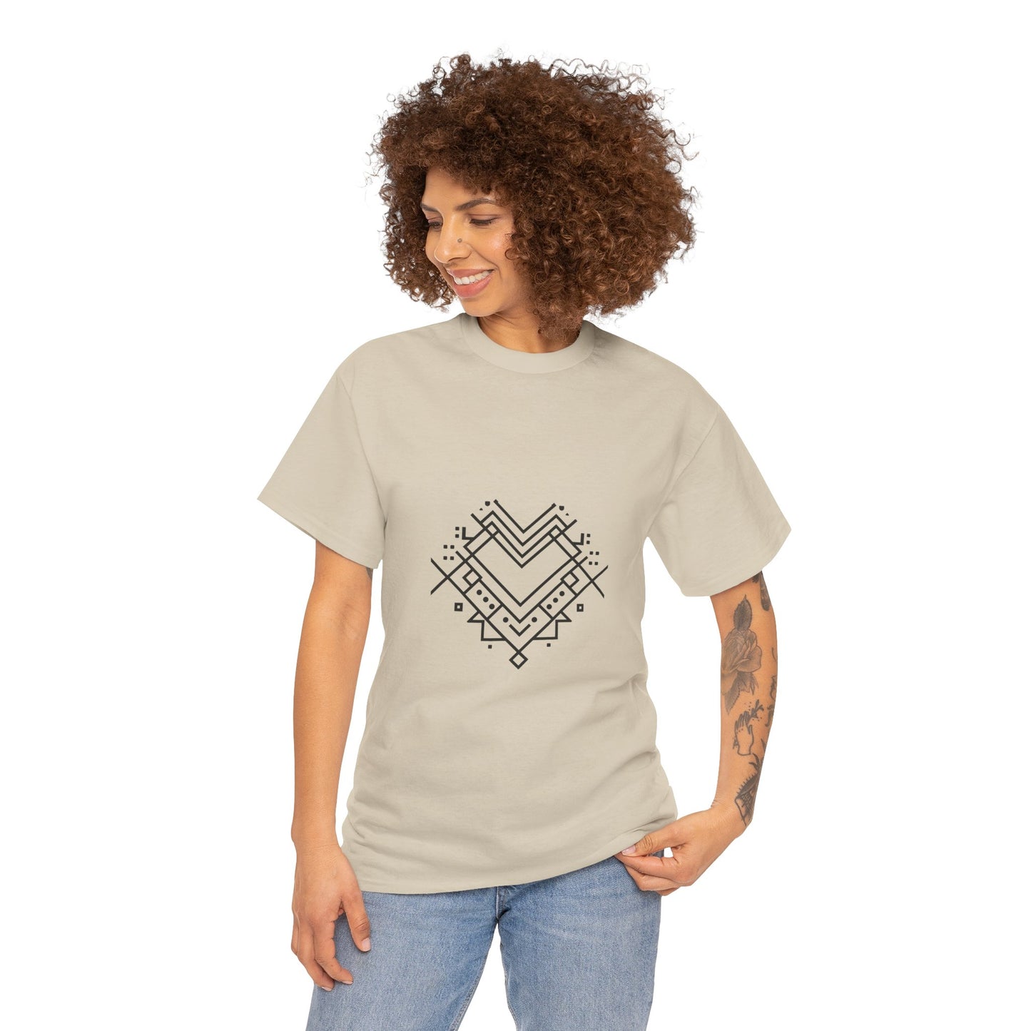 Geometric Heart Tee — Minimal Line Art Heart Graphic T-Shirt