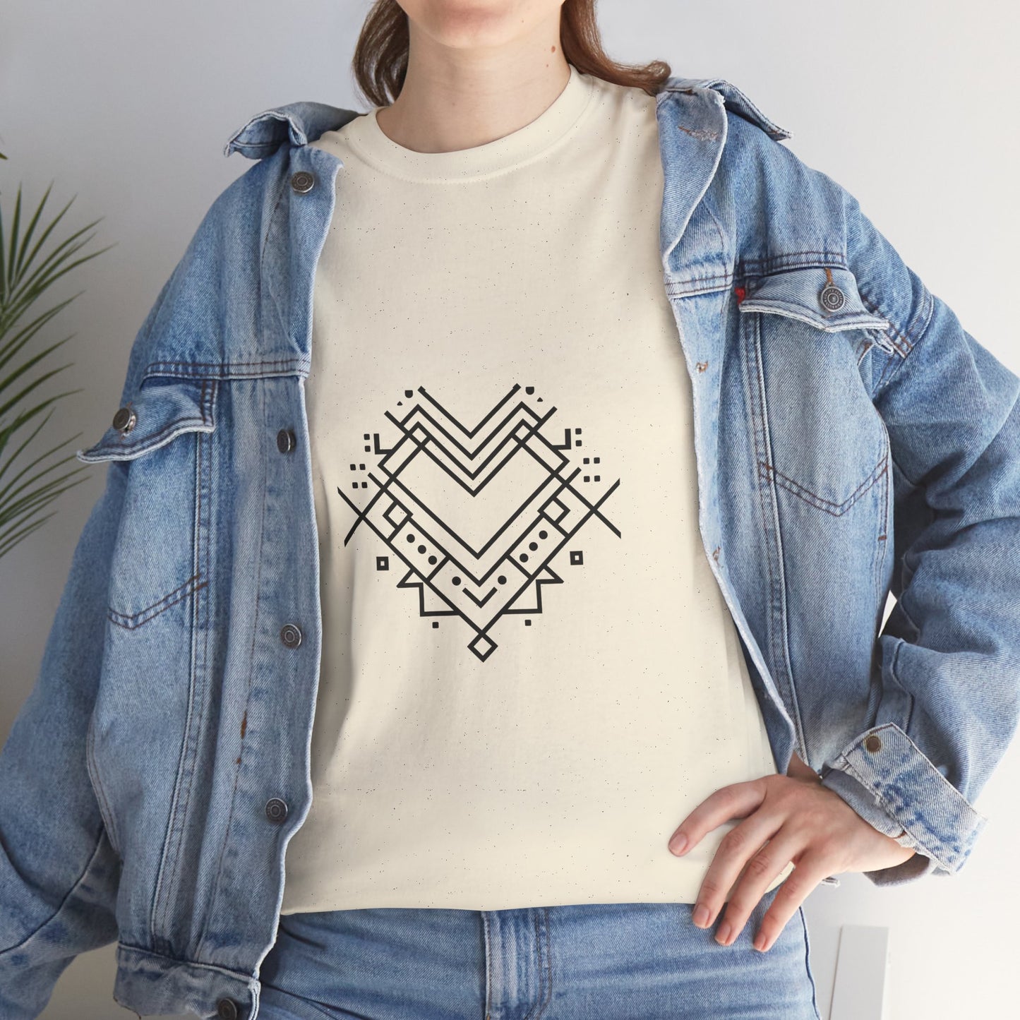 Geometric Heart Tee — Minimal Line Art Heart Graphic T-Shirt