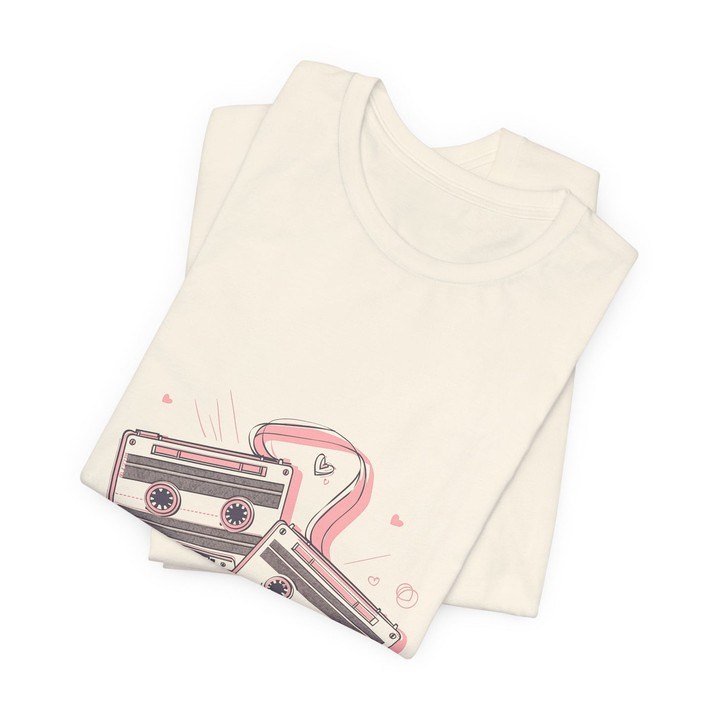 Retro Cassette Tape Tee — Pink Vintage Music Graphic T-Shirt