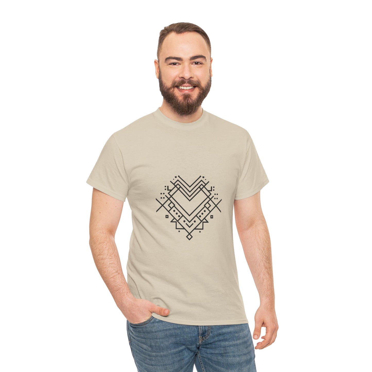 Geometric Heart Tee — Minimal Line Art Heart Graphic T-Shirt