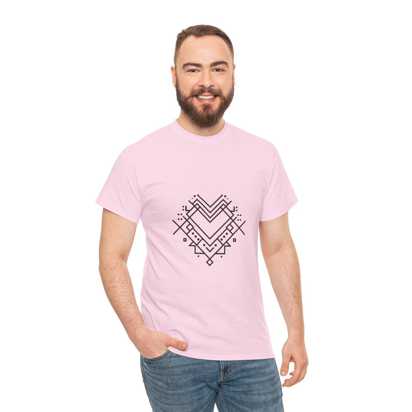 Geometric Heart Tee — Minimal Line Art Heart Graphic T-Shirt