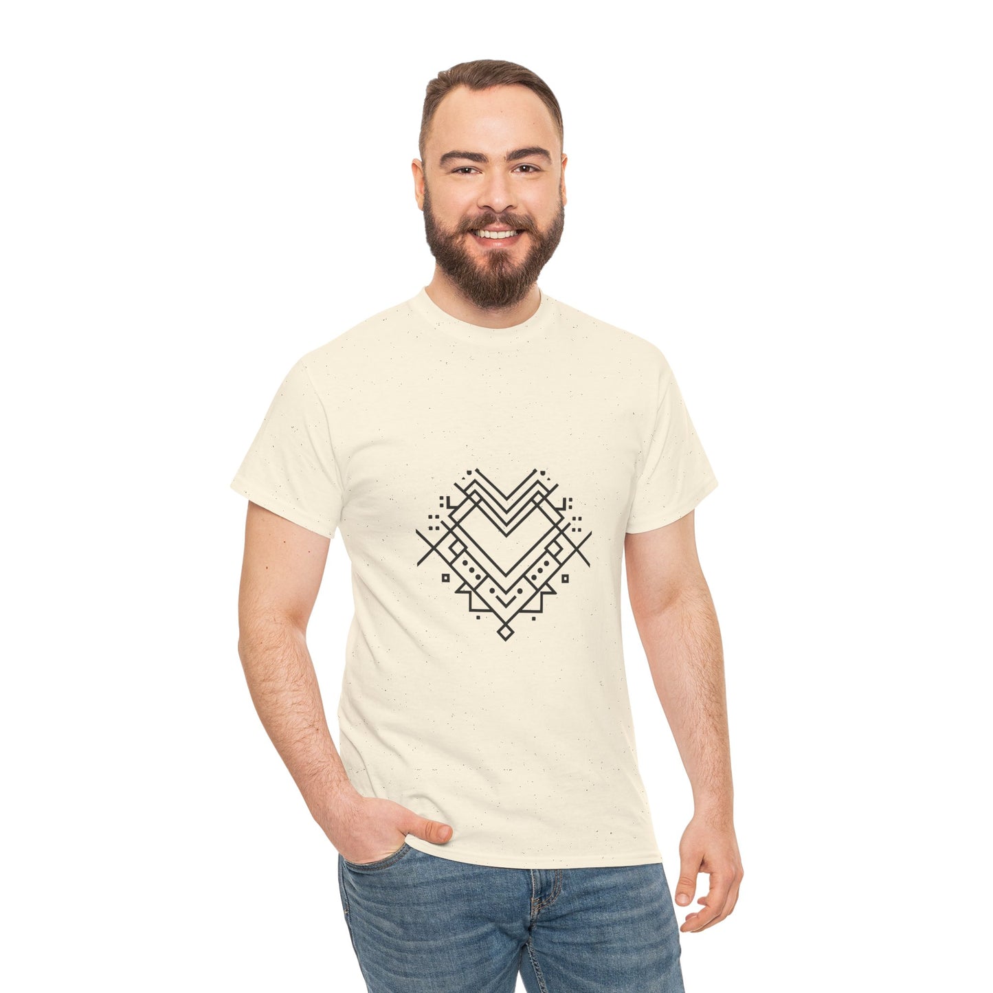 Geometric Heart Tee — Minimal Line Art Heart Graphic T-Shirt