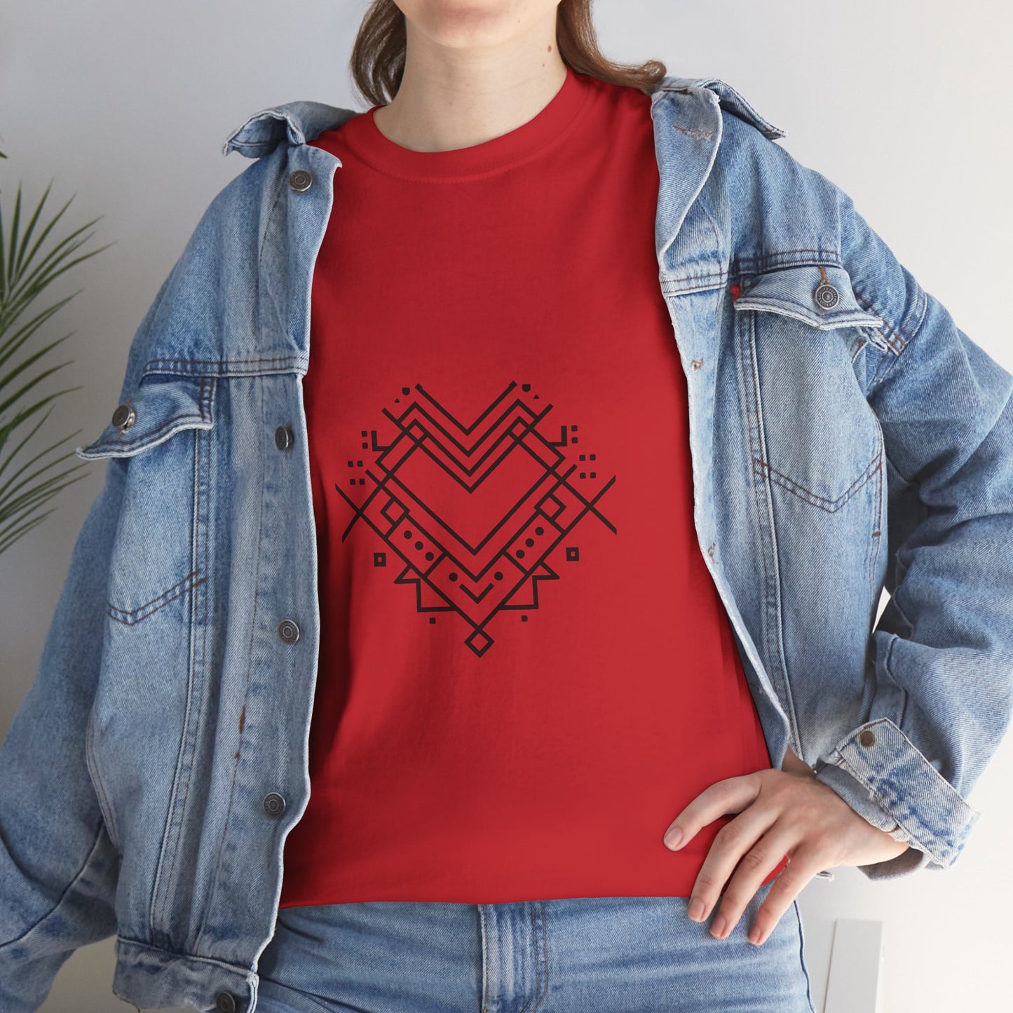 Geometric Heart Tee — Minimal Line Art Heart Graphic T-Shirt