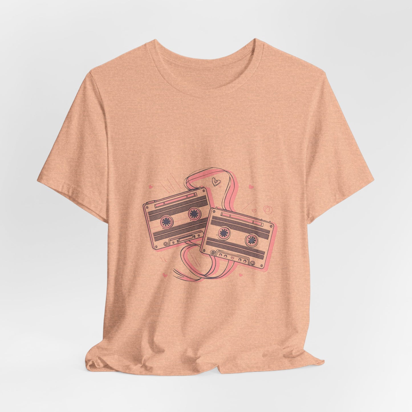 Retro Cassette Tape Tee — Pink Vintage Music Graphic T-Shirt