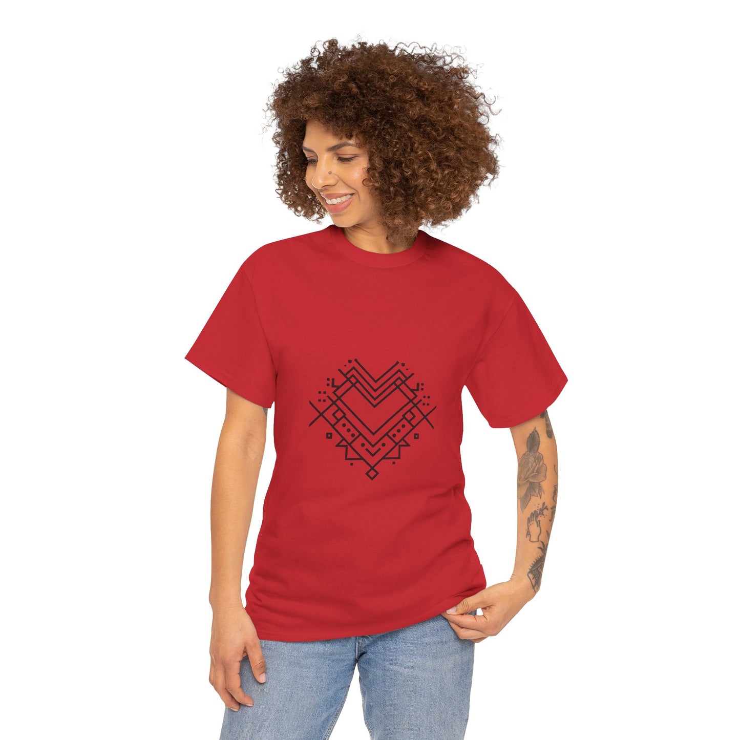 Geometric Heart Tee — Minimal Line Art Heart Graphic T-Shirt
