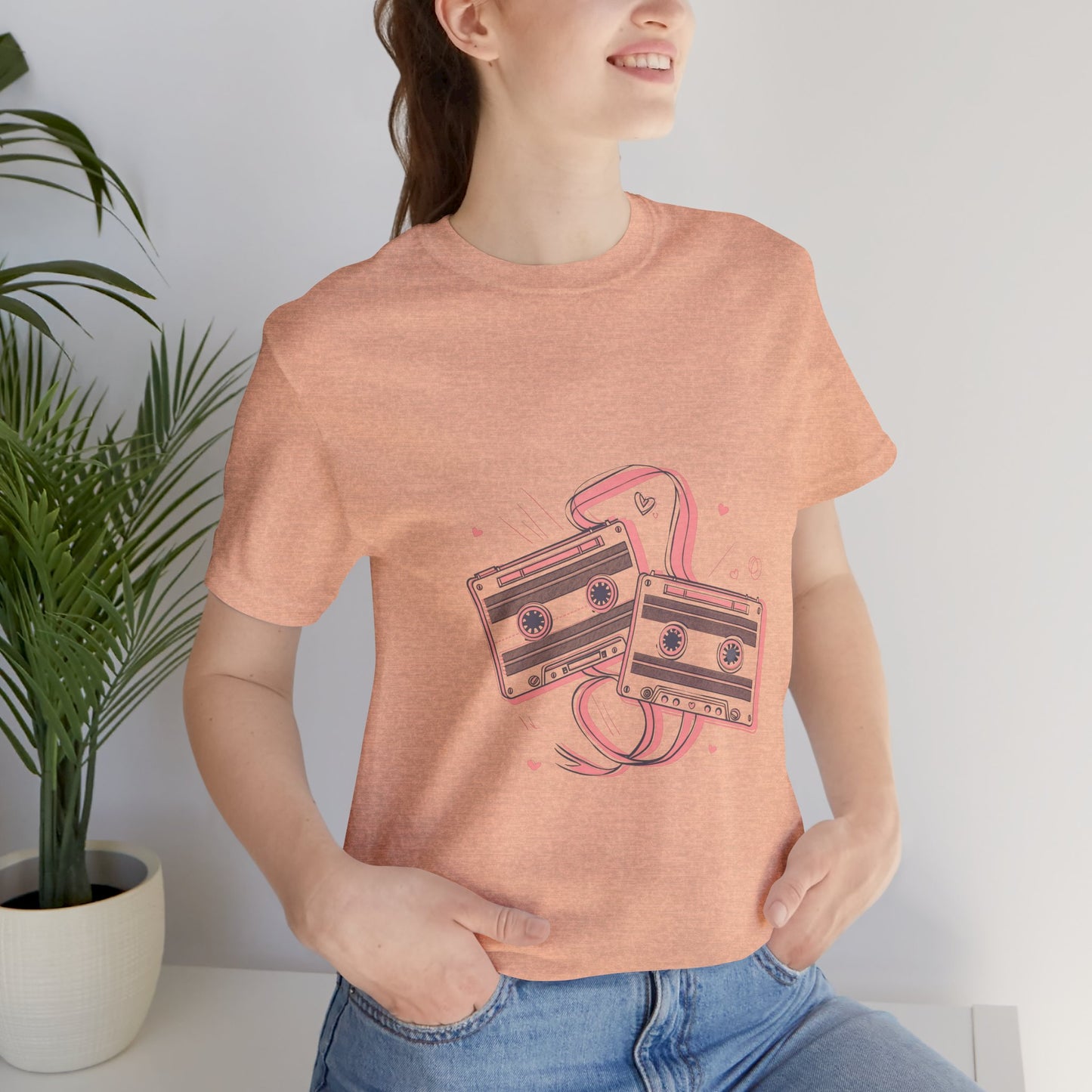 Retro Cassette Tape Tee — Pink Vintage Music Graphic T-Shirt