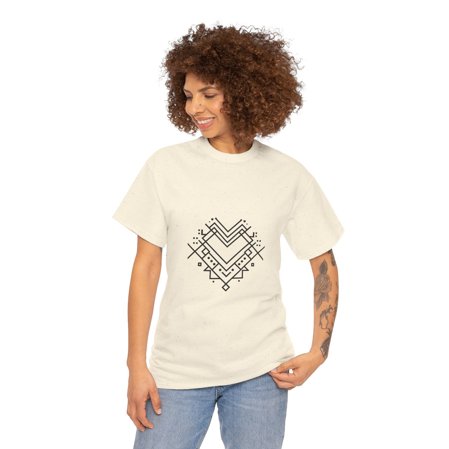 Geometric Heart Tee — Minimal Line Art Heart Graphic T-Shirt