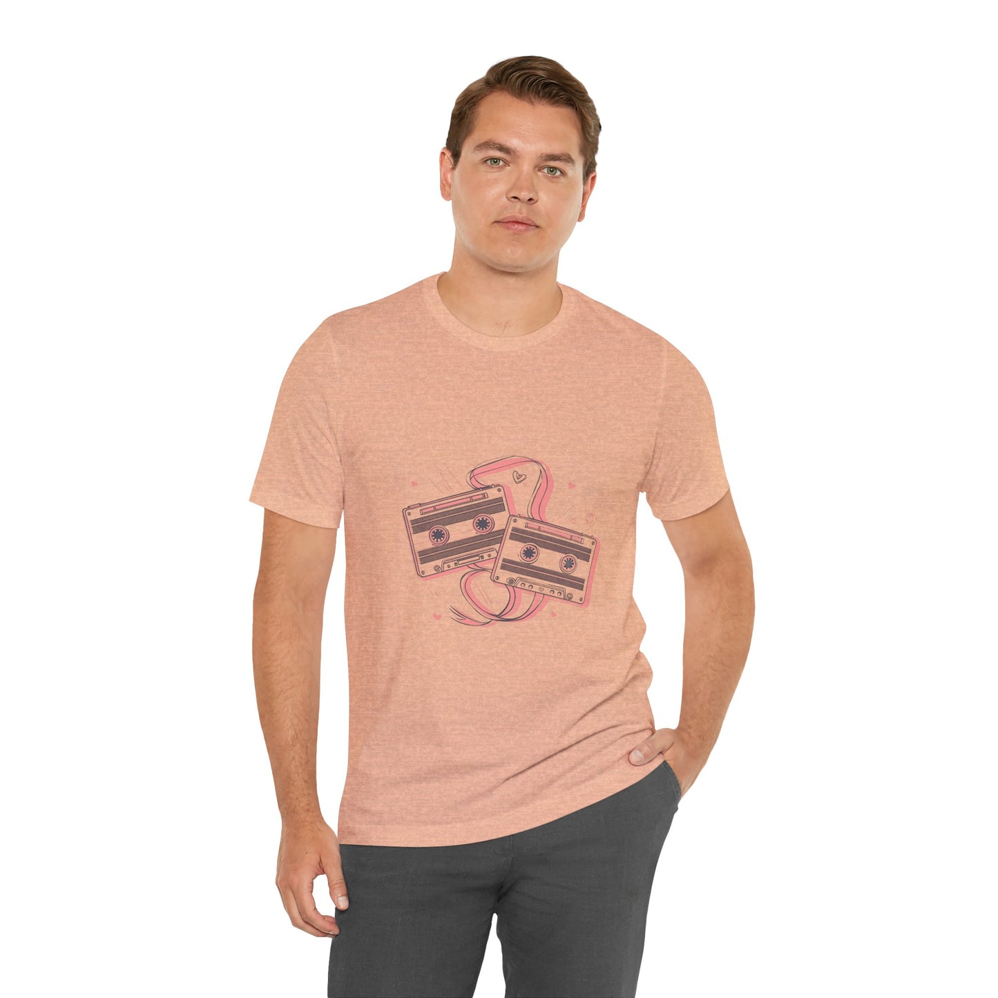 Retro Cassette Tape Tee — Pink Vintage Music Graphic T-Shirt