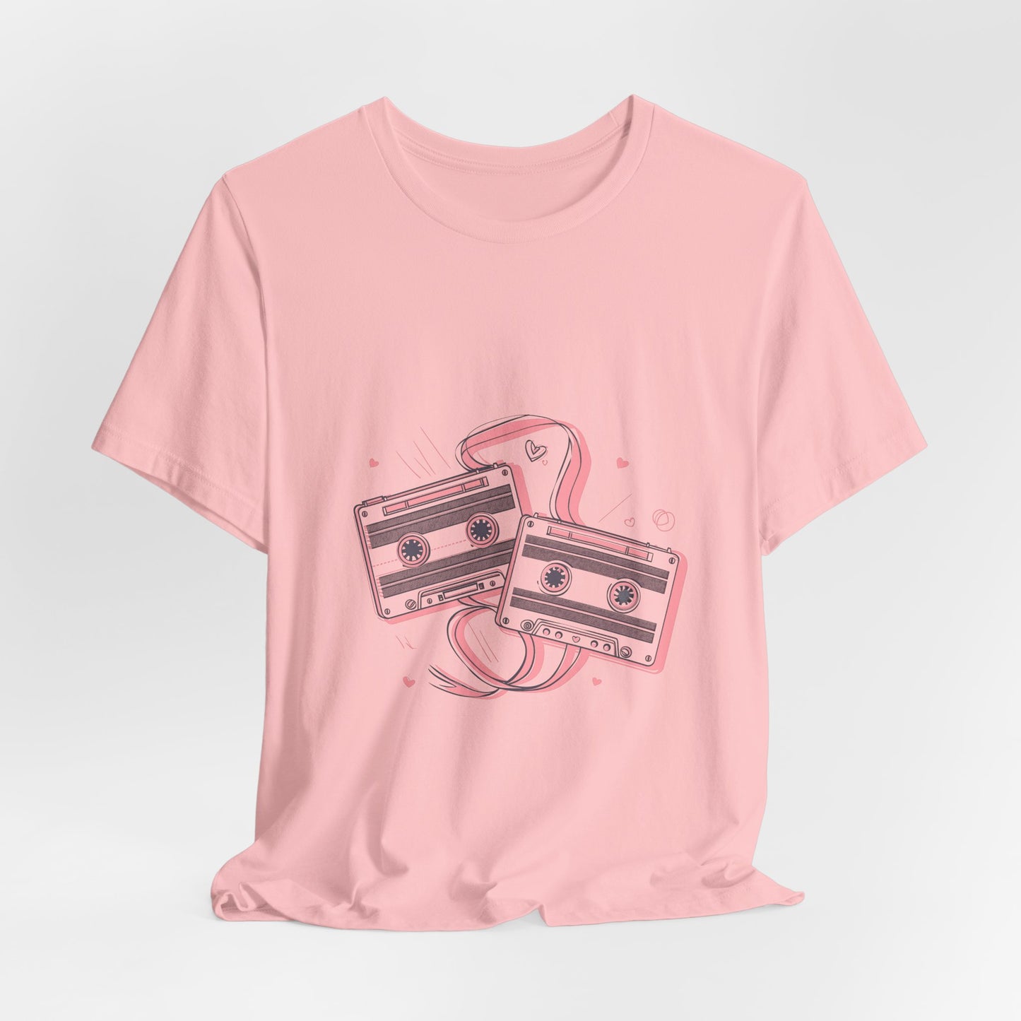Retro Cassette Tape Tee — Pink Vintage Music Graphic T-Shirt