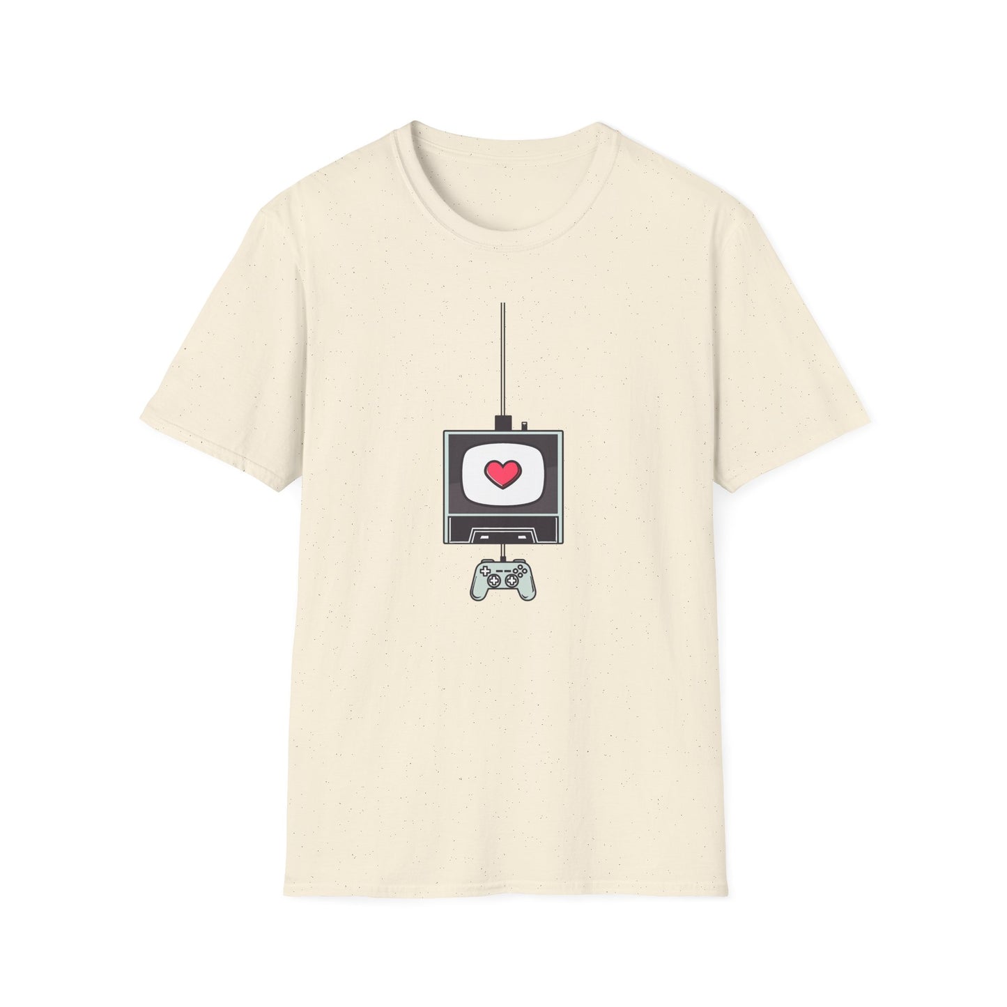 Retro Game Console T-Shirt — Cute Heart TV & Controller Gamer Tee