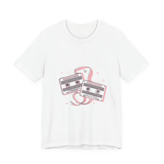 Retro Cassette Tape Tee — Pink Vintage Music Graphic T-Shirt