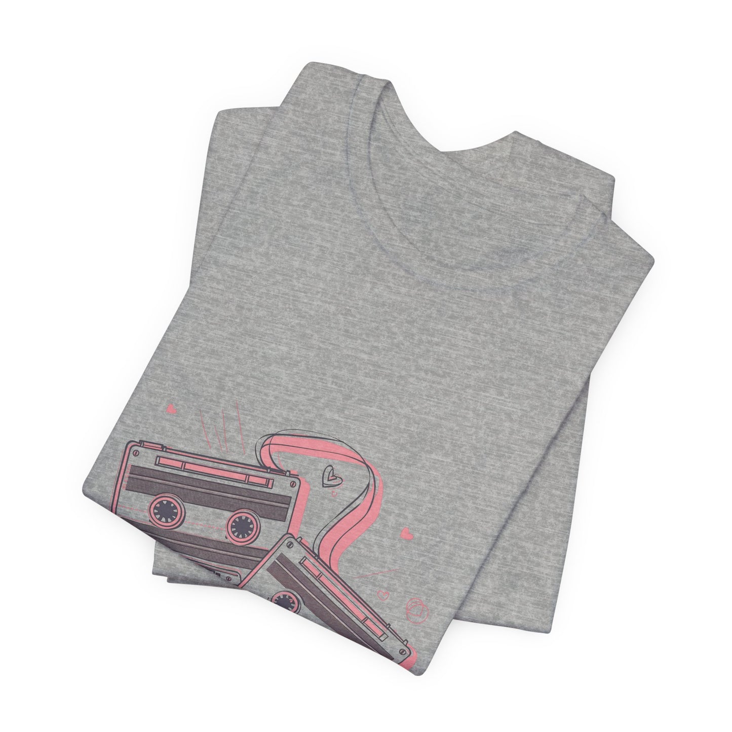 Retro Cassette Tape Tee — Pink Vintage Music Graphic T-Shirt