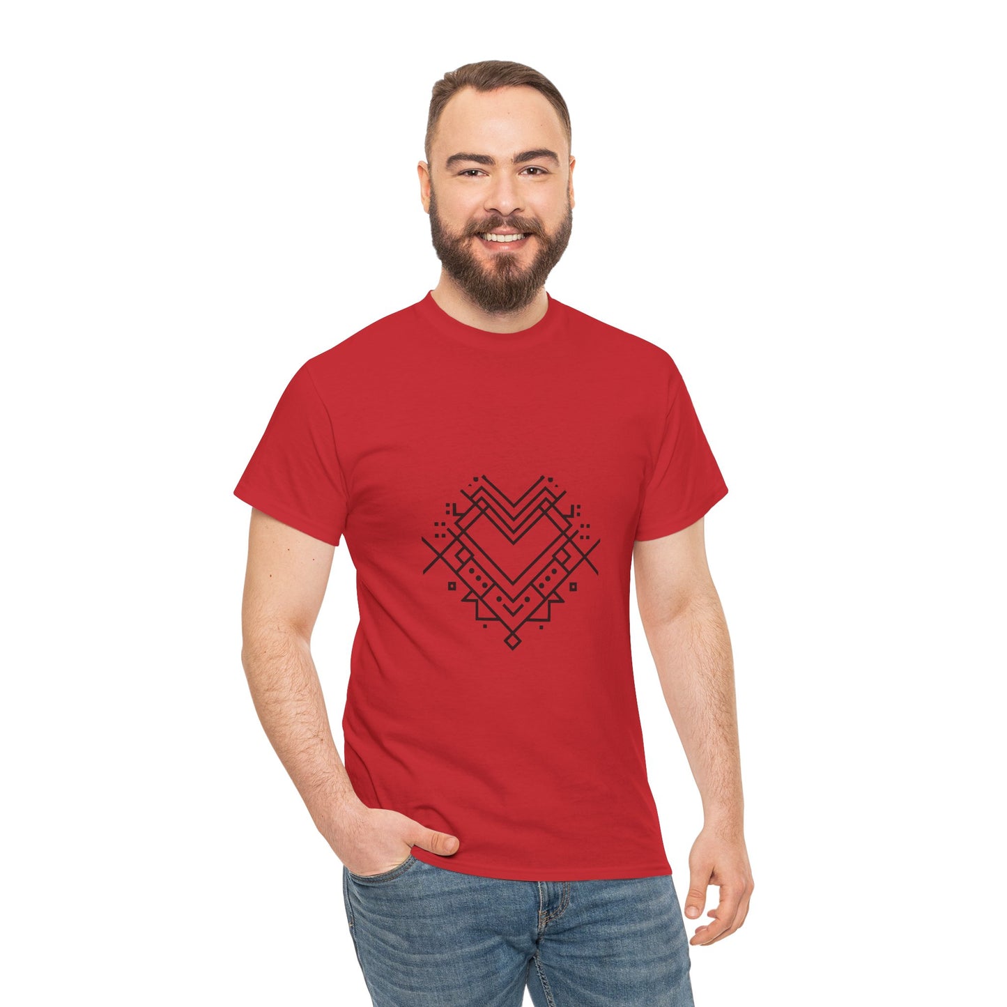 Geometric Heart Tee — Minimal Line Art Heart Graphic T-Shirt