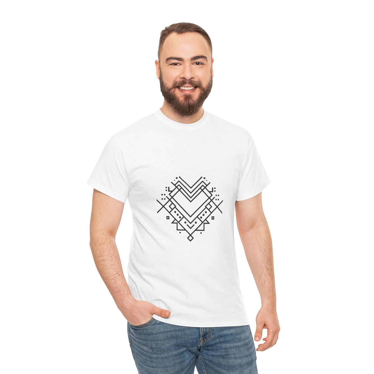 Geometric Heart Tee — Minimal Line Art Heart Graphic T-Shirt