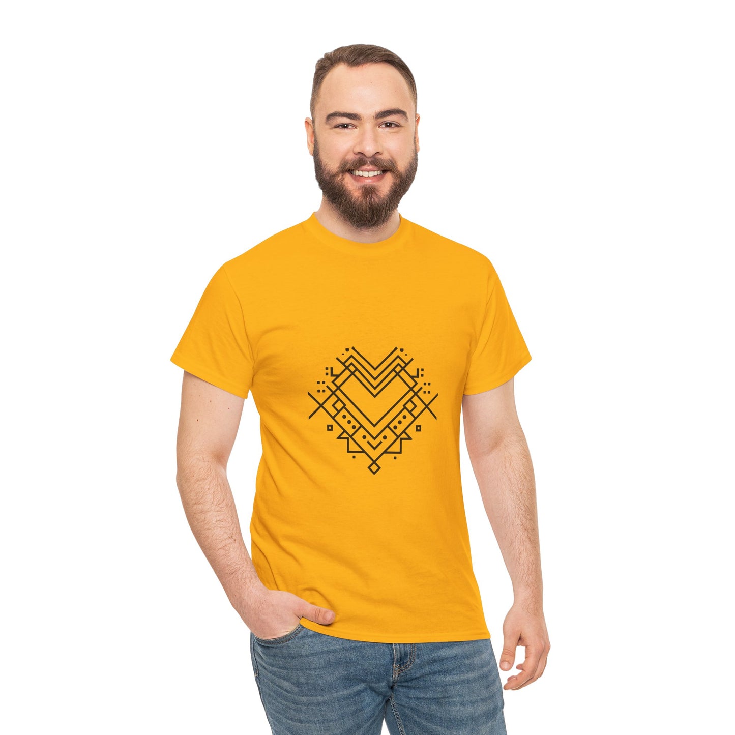 Geometric Heart Tee — Minimal Line Art Heart Graphic T-Shirt