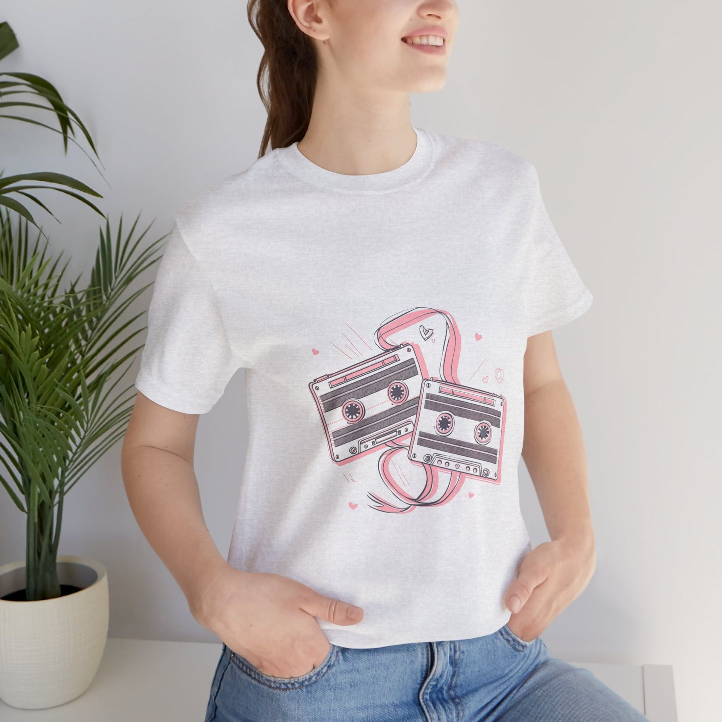 Retro Cassette Tape Tee — Pink Vintage Music Graphic T-Shirt
