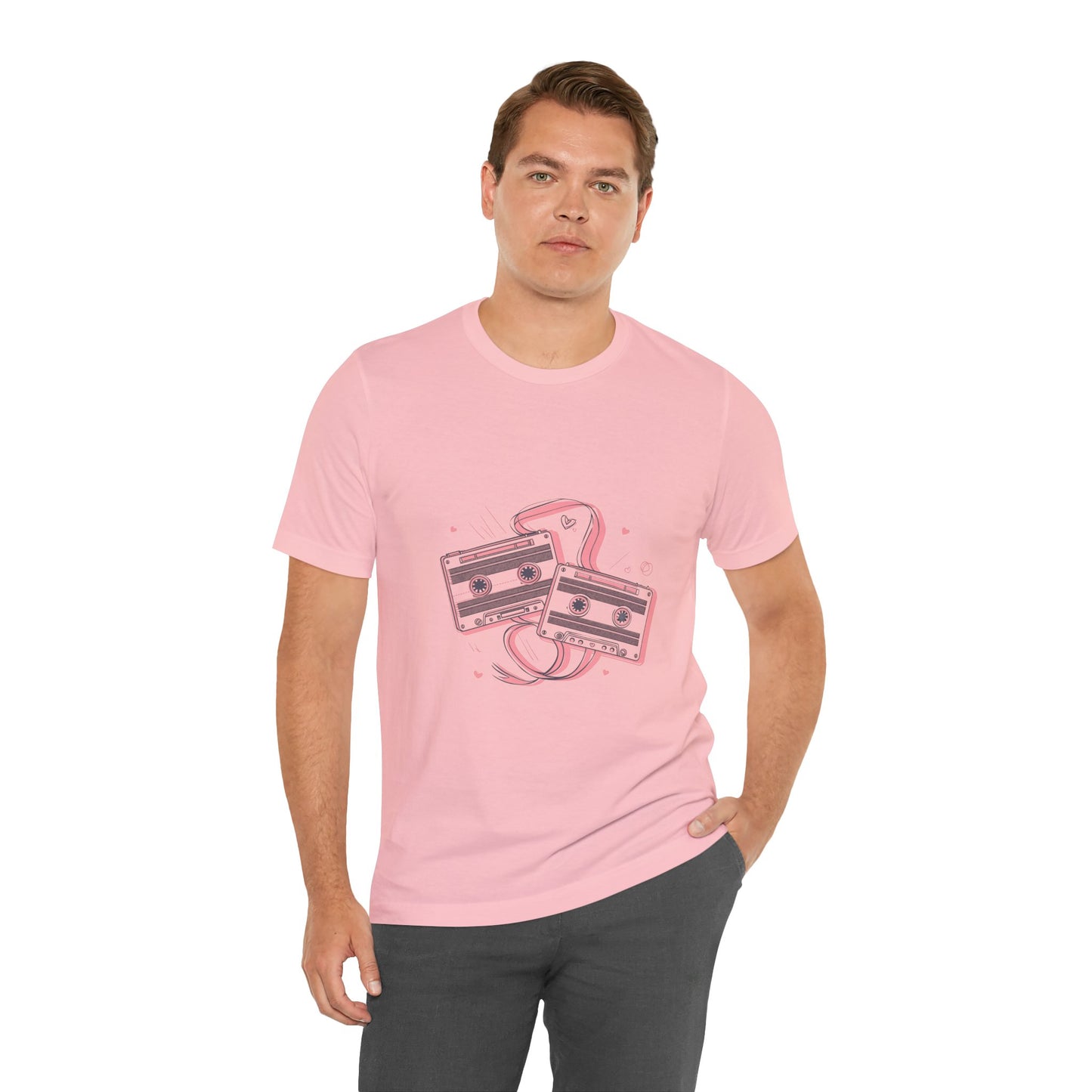 Retro Cassette Tape Tee — Pink Vintage Music Graphic T-Shirt