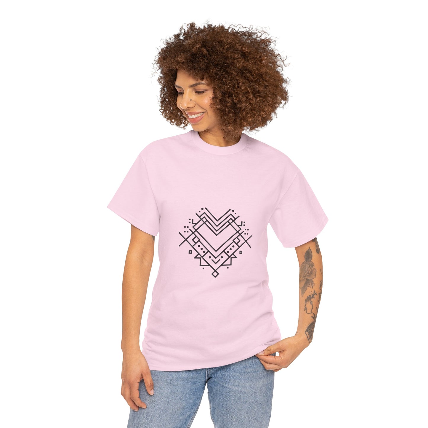 Geometric Heart Tee — Minimal Line Art Heart Graphic T-Shirt