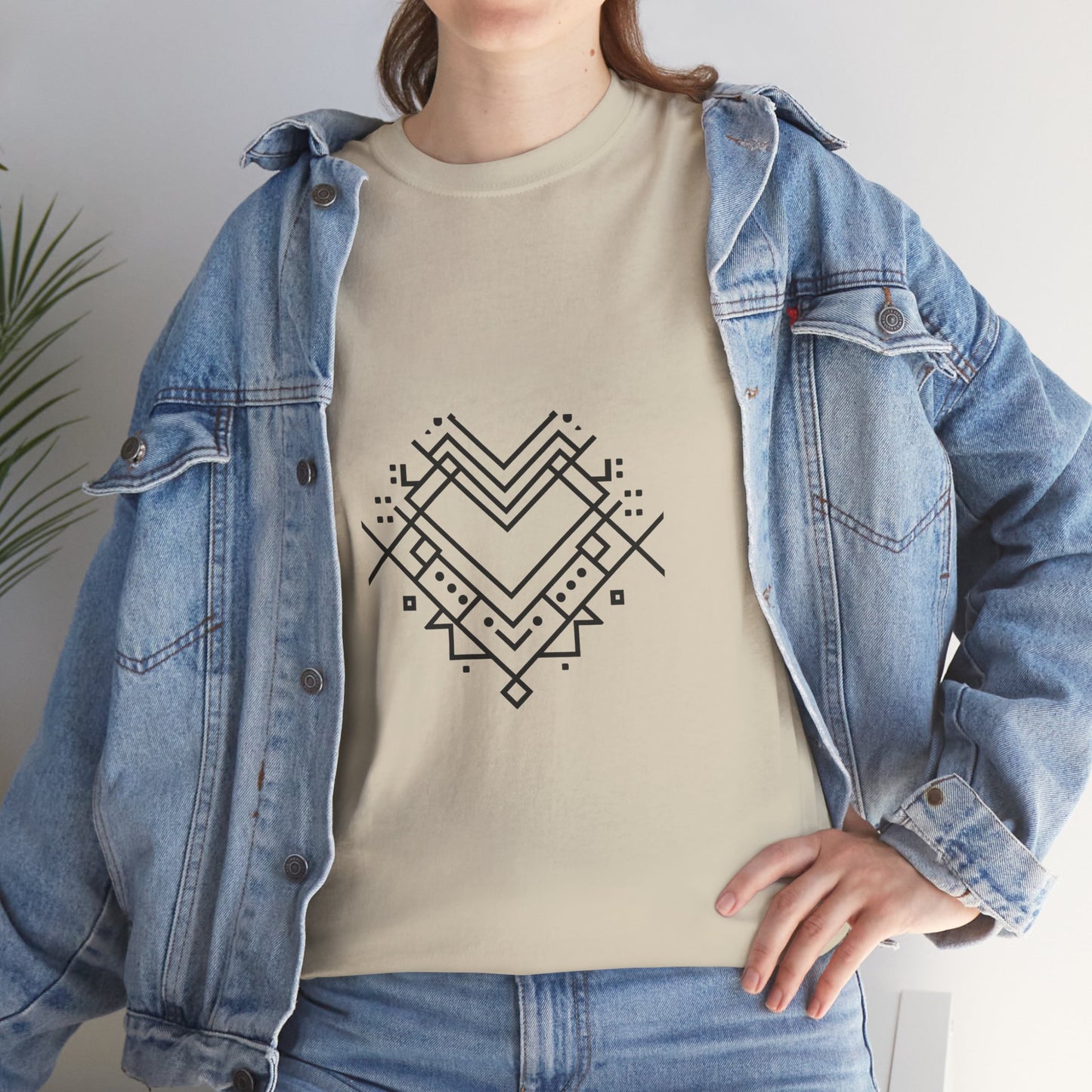 Geometric Heart Tee — Minimal Line Art Heart Graphic T-Shirt
