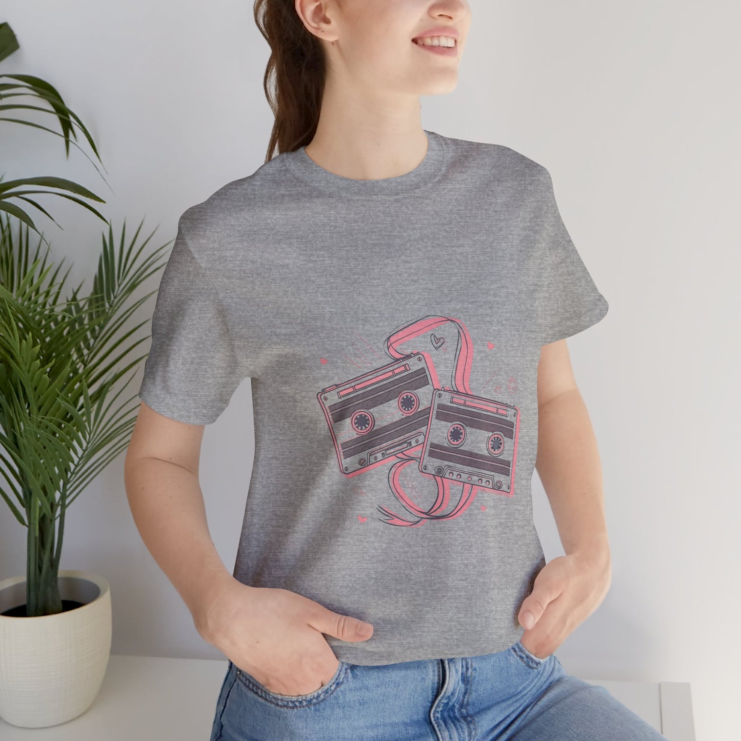 Retro Cassette Tape Tee — Pink Vintage Music Graphic T-Shirt