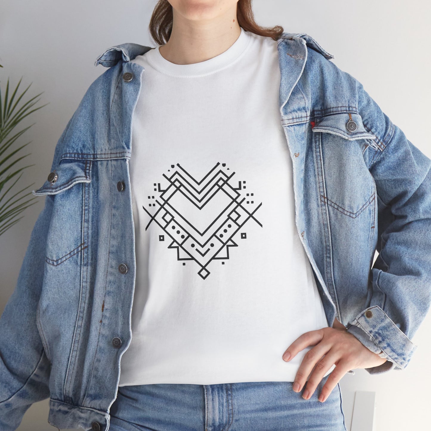 Geometric Heart Tee — Minimal Line Art Heart Graphic T-Shirt