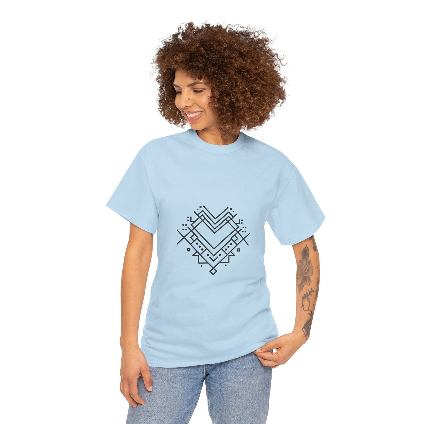 Geometric Heart Tee — Minimal Line Art Heart Graphic T-Shirt
