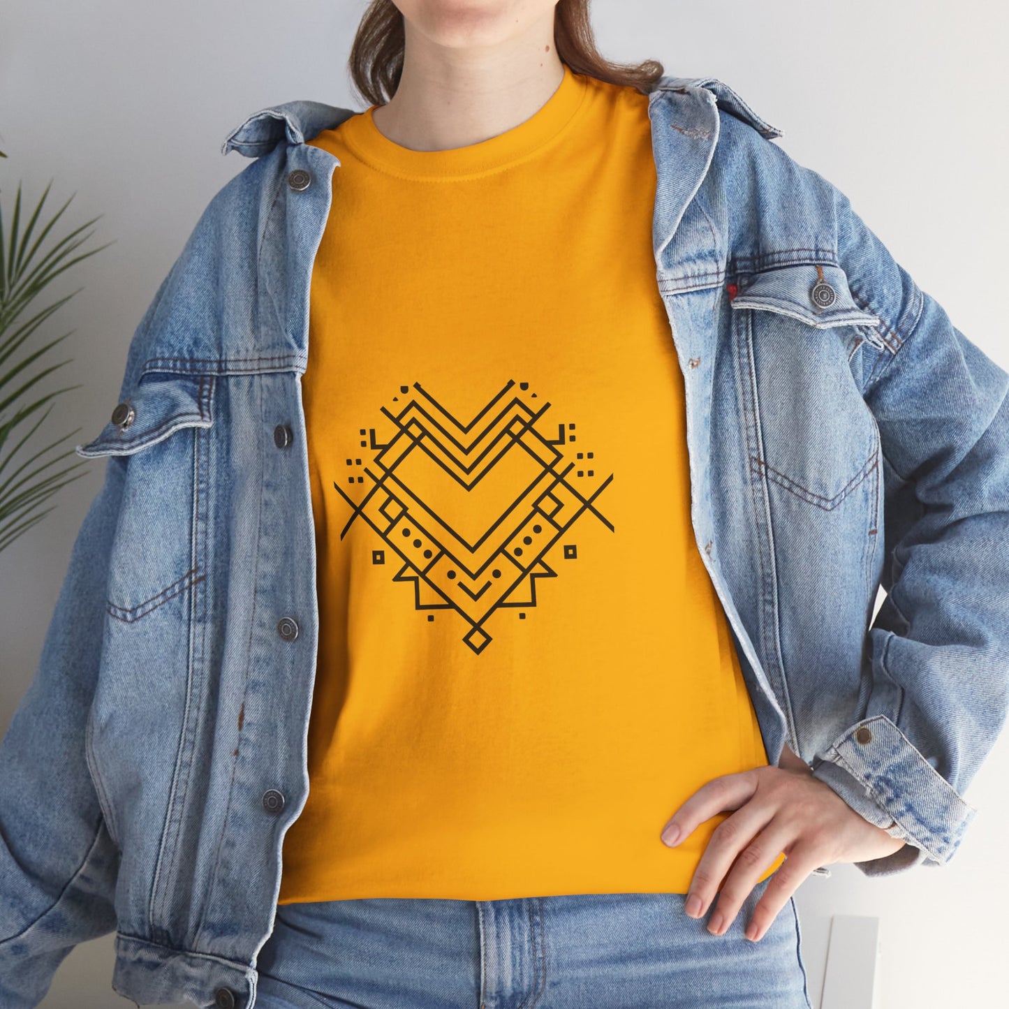 Geometric Heart Tee — Minimal Line Art Heart Graphic T-Shirt