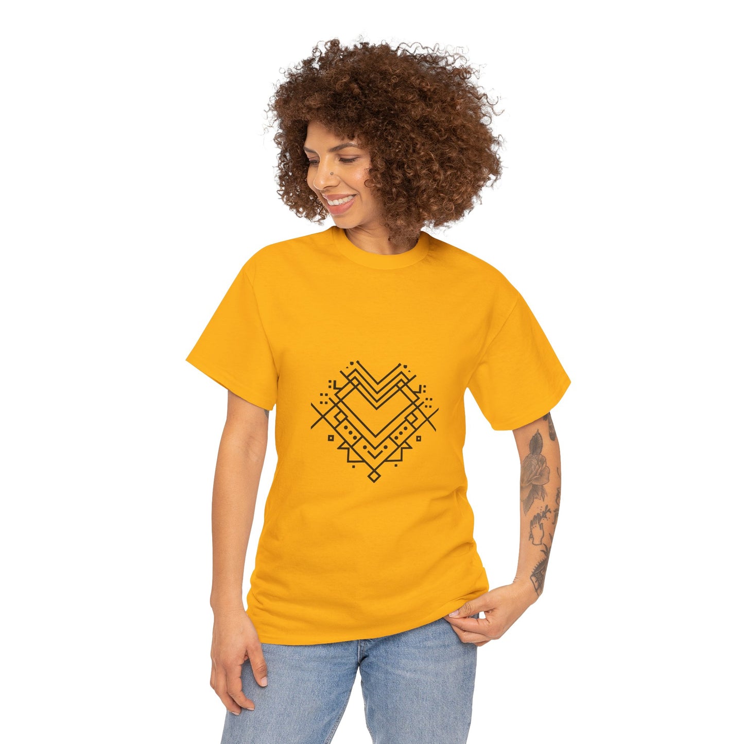 Geometric Heart Tee — Minimal Line Art Heart Graphic T-Shirt