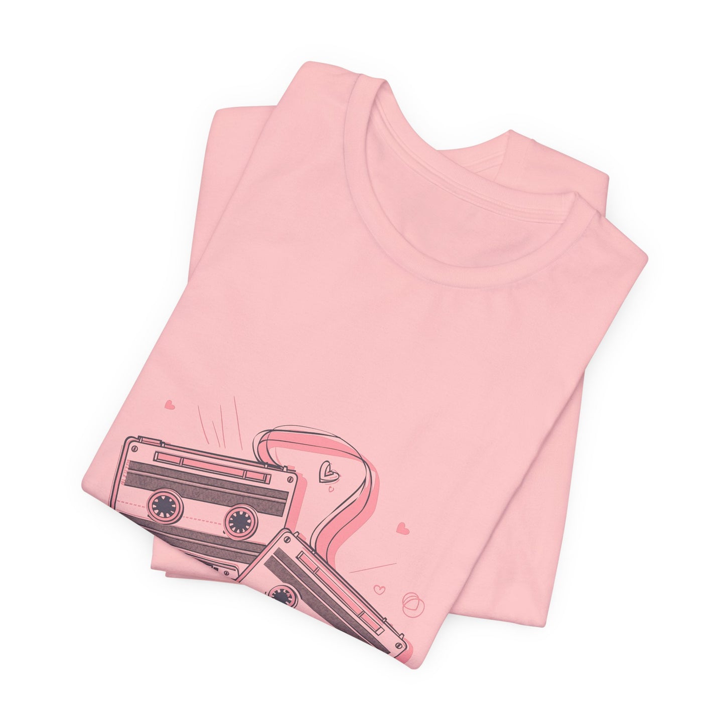 Retro Cassette Tape Tee — Pink Vintage Music Graphic T-Shirt