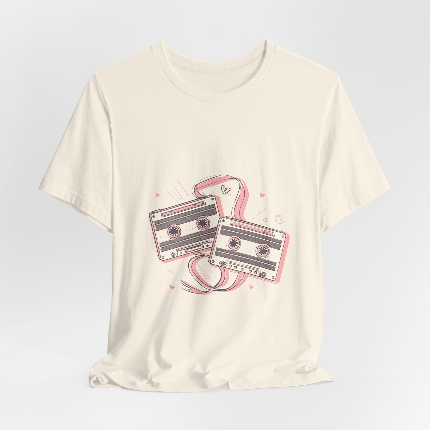 Retro Cassette Tape Tee — Pink Vintage Music Graphic T-Shirt