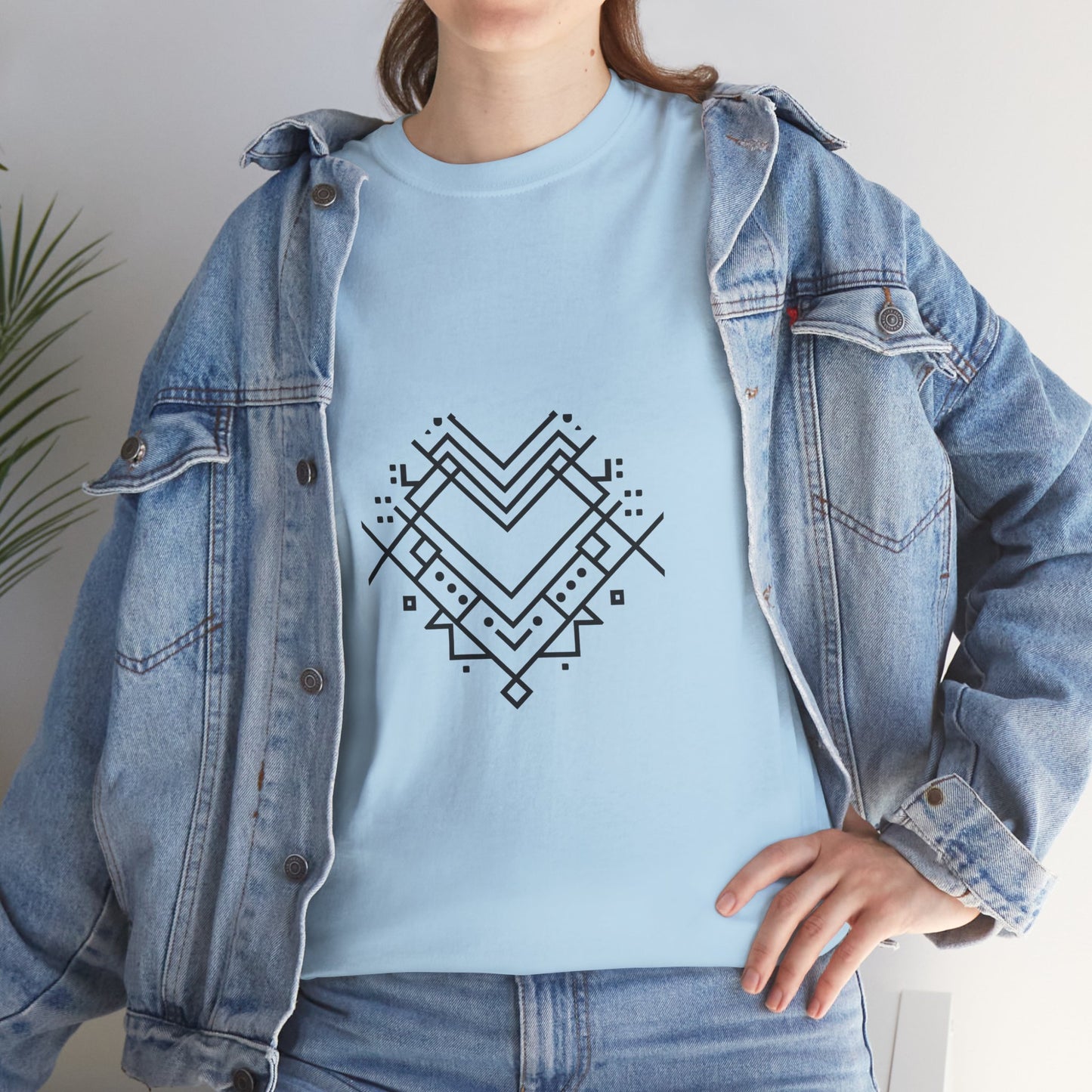 Geometric Heart Tee — Minimal Line Art Heart Graphic T-Shirt