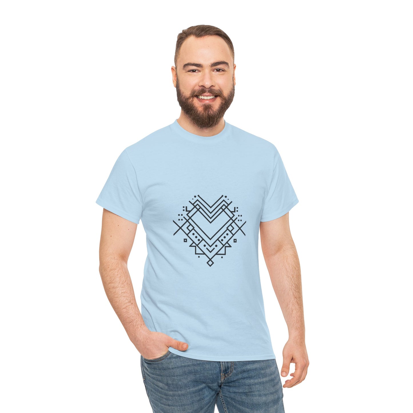 Geometric Heart Tee — Minimal Line Art Heart Graphic T-Shirt